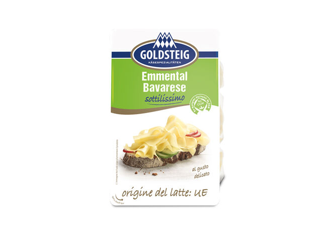 Emmental wafer thin slices made by GOLDSTEIG shown packaged